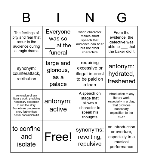 Vocab List #14 Bingo Card