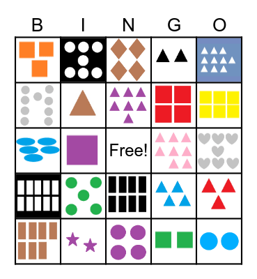 Shapes, Numbers and Colors Bingo 2 Bingo Card