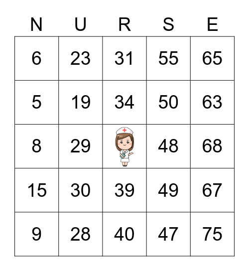 Nurse Bingo Card