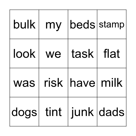 Unit 6 Bingo Card