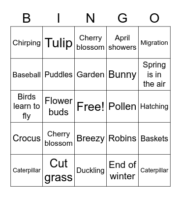 Spring Bingo Card