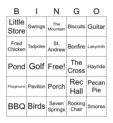 Shrine Mont Bingo Card