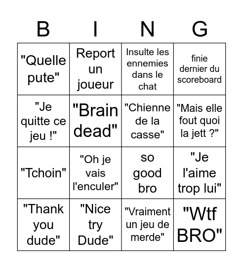 Bingo AURORE Bingo Card