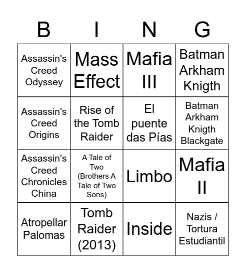 Piscina de Referencias Antonio Bingo Card