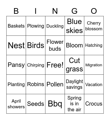 Spring Bingo Card