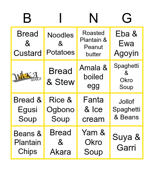 You ate what?! Bingo Card