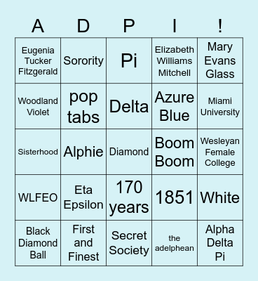 Founders Day Bingo Card