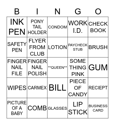 PURSE BINGO Card