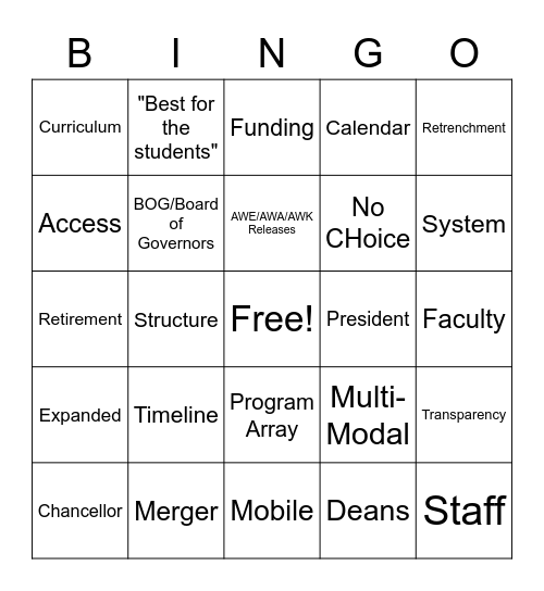 INTEGRATION BINGO Card