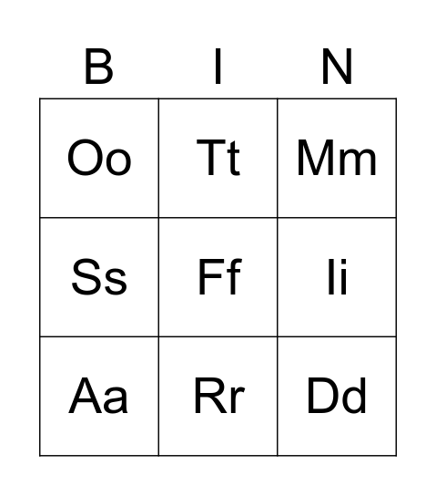 Alphabet Bingo Card