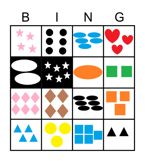 Shapes, Numbers and Colors Bingo 1 Bingo Card