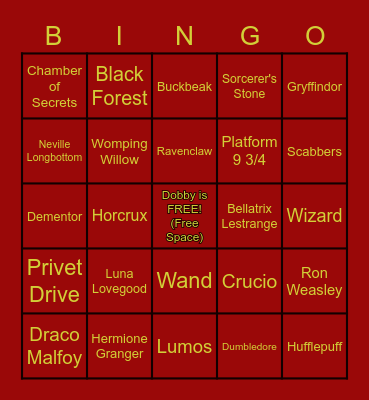 HARRY POTTER BINGO ⚡ Bingo Card