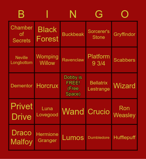HARRY POTTER BINGO ⚡ Bingo Card