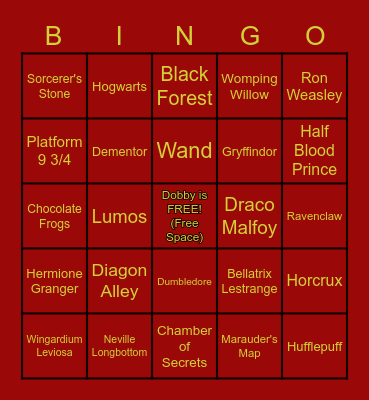 HARRY POTTER BINGO ⚡ Bingo Card