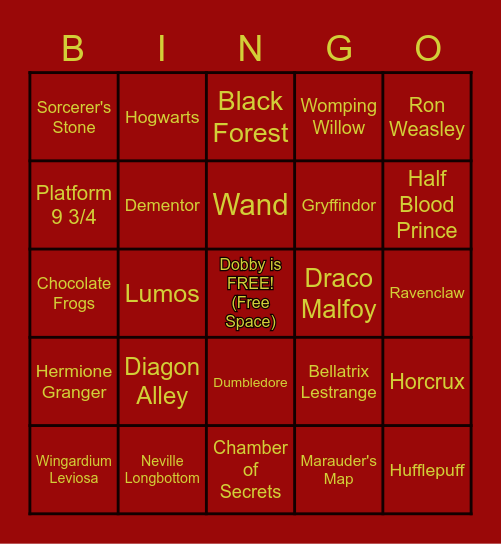 HARRY POTTER BINGO ⚡ Bingo Card