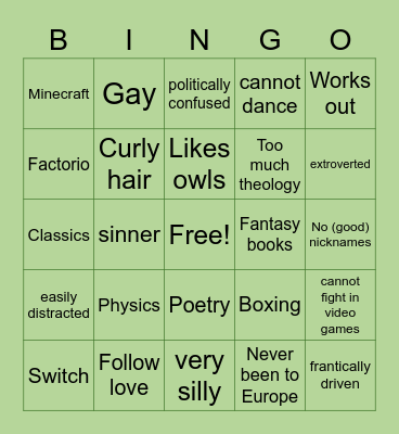 jobnan Bingo Card