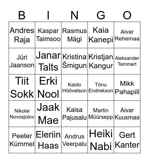 Kuulsad sportlased Bingo Card