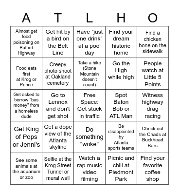 Atlanta Bingo Card
