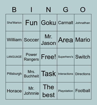 All About 174F Bingo Card