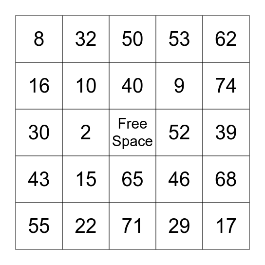 bingo For Friday Bingo Card