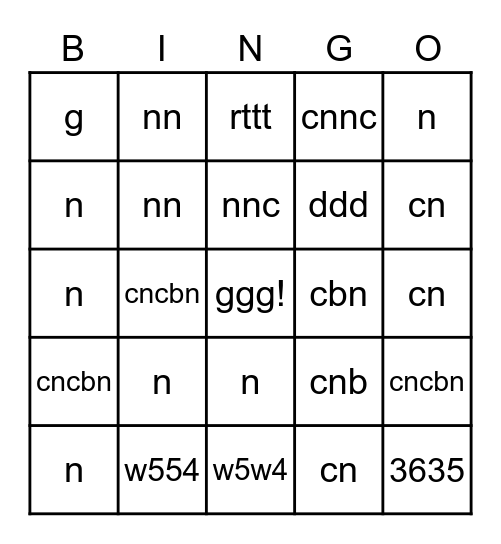 Untitled Bingocbncncbn Bingo Card