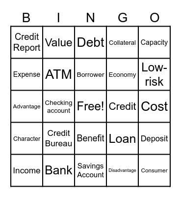 Economy Vocabulary Bingo Card