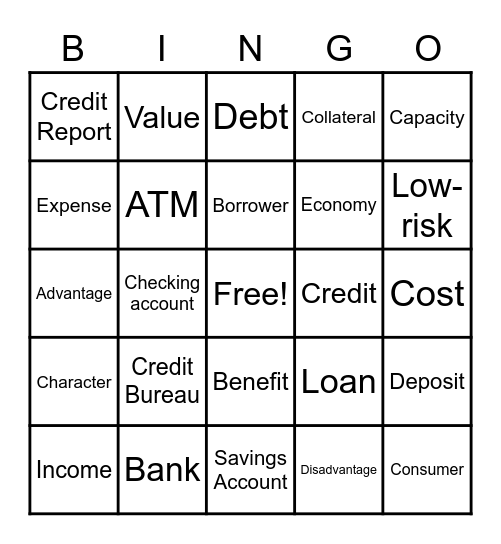 Economy Vocabulary Bingo Card