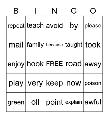 Phonics Bingo Card