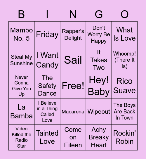 MUSIC BINGO Card