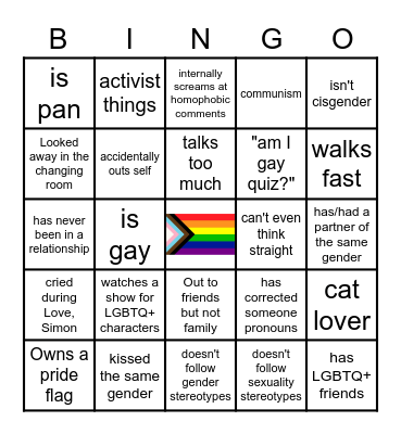 LGBTQ+ Bingo Card