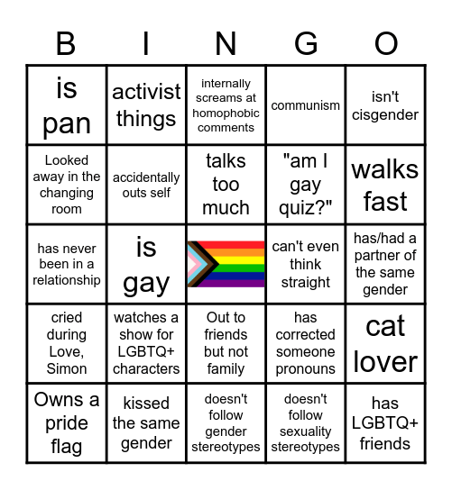 LGBTQ+ Bingo Card