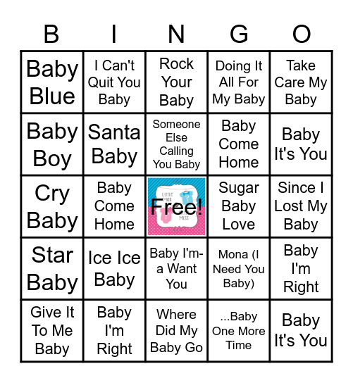 Songs With Baby In The Title Bingo Card