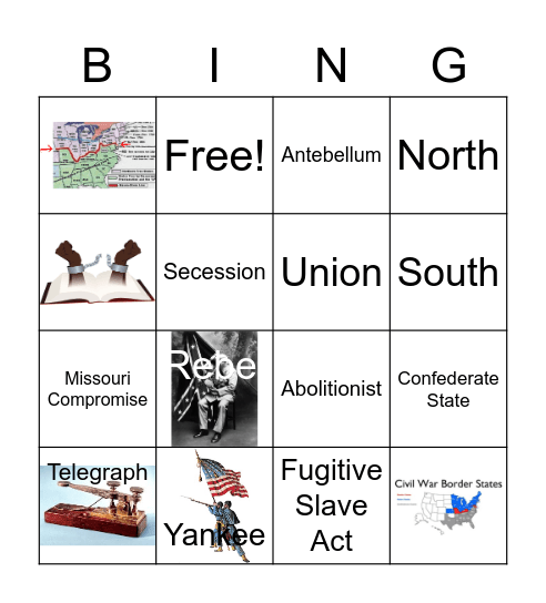 Civil War Vocab Bingo Card