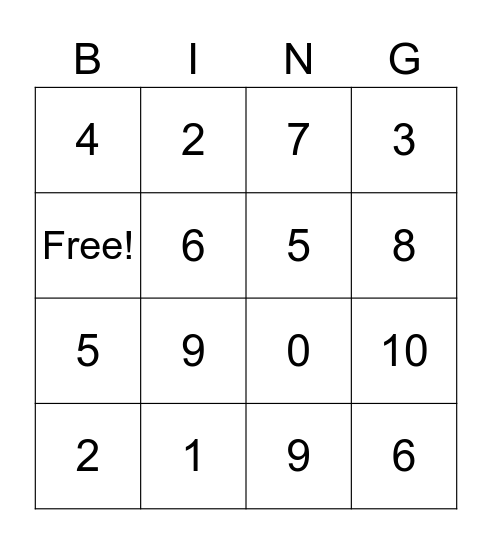 Make 10 Facts Bingo Card