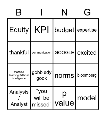 Kim Kohl Bingo Card