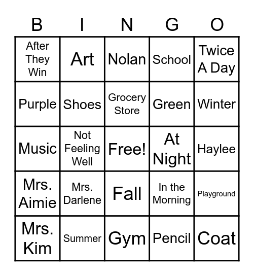 WH Bingo Card