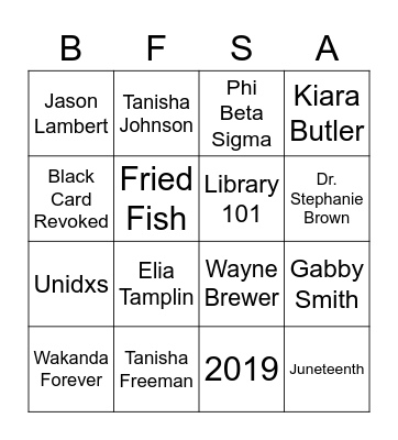 Black on Campus Bingo Card