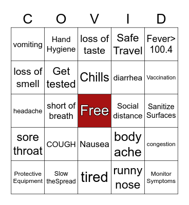 COVID BUSTERS BINGO Card