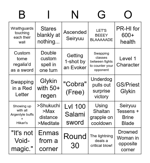 Badlands Bingo Card