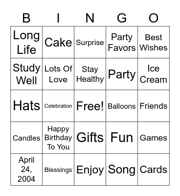 Birthday Bingo !!! :) Bingo Card