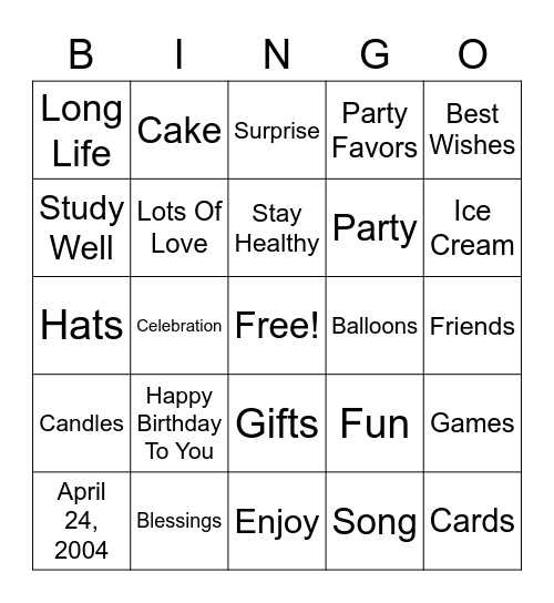 Birthday Bingo !!! :) Bingo Card