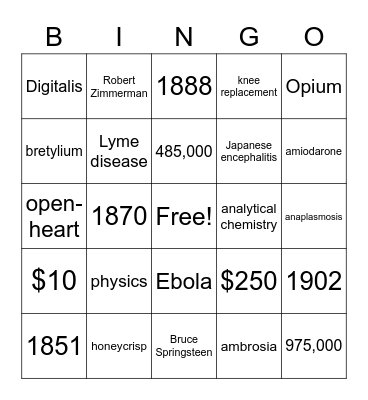 UMN Facts Bingo Card