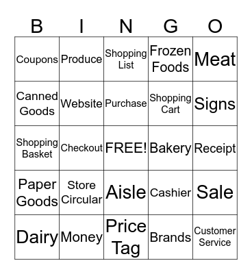 GROCERY STORE BINGO Card