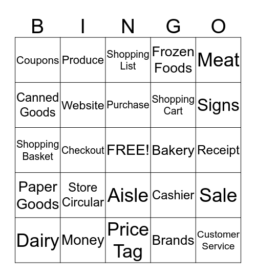 GROCERY STORE BINGO Card