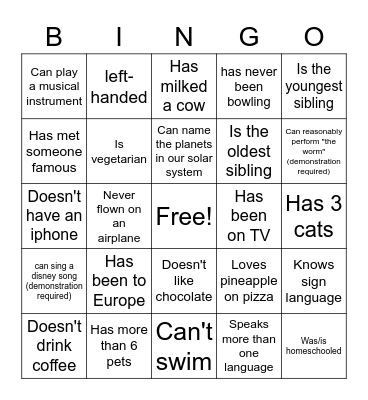 Social Butterfly Bingo Card