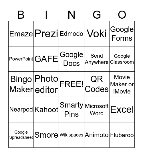 Tech Tools for the Classroom Bingo Card