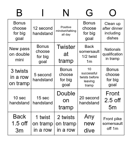Olivia Goals Bingo Card