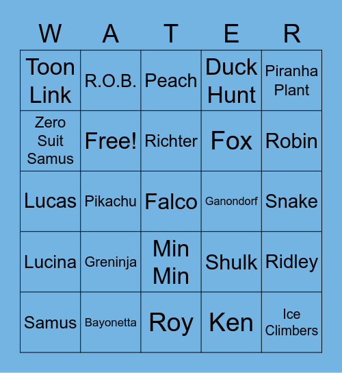 Waterboy's Elite Smash Bingo Card