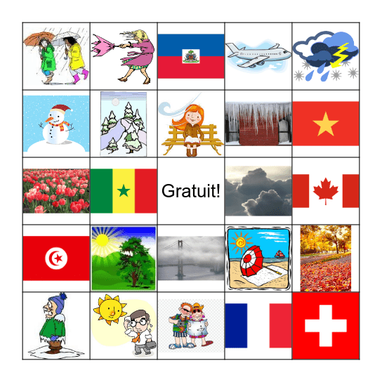 Le temps, les saisons, les vacances Bingo Card