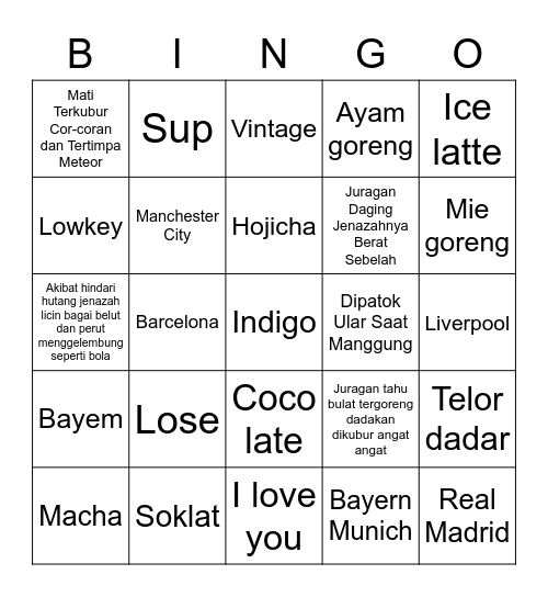 Bingo Rosé Bingo Card